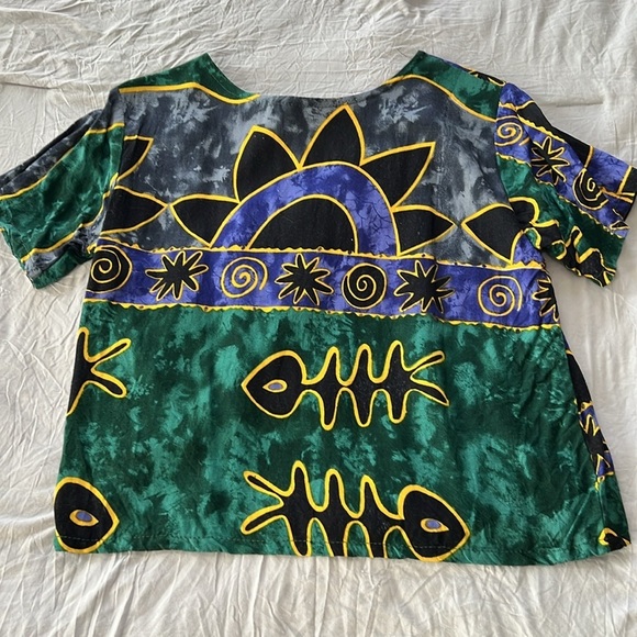 Vintage 100% Cotton Made in Thailand Two Piece Wrap Skirt & Top Set - Picture 5 of 7